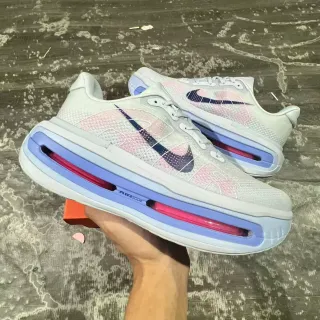 Nike Gray Pink Visible Full-Length Air Zoom Unit Lavender-Blue Midsole Frame Lifestyle Sneakers