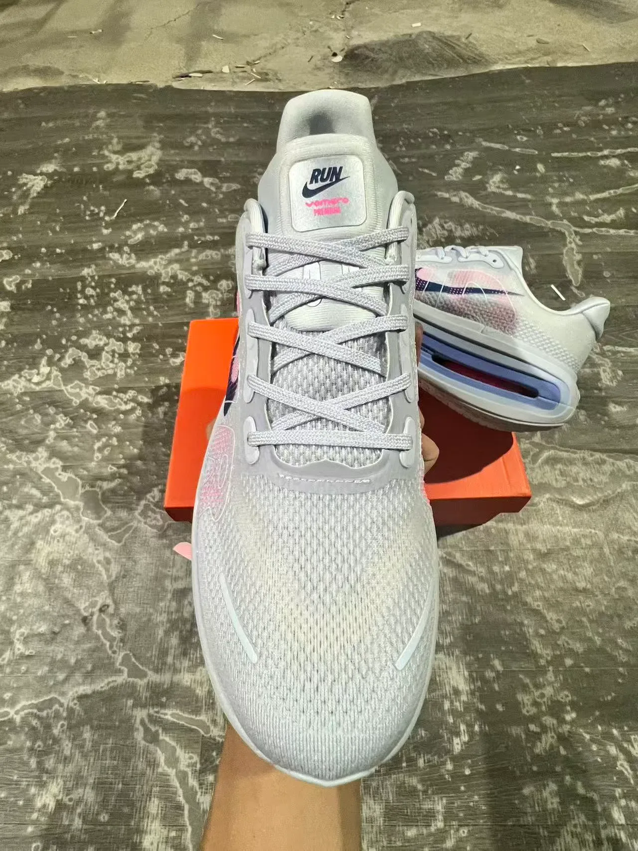 Nike Gray Pink Visible Full-Length Air Zoom Unit Lavender-Blue Midsole Frame Lifestyle Sneakers 3