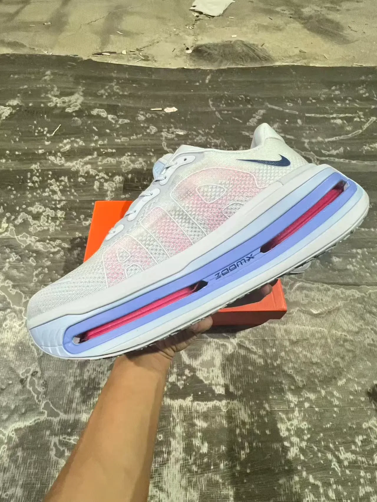 Nike Gray Pink Visible Full-Length Air Zoom Unit Lavender-Blue Midsole Frame Lifestyle Sneakers 5