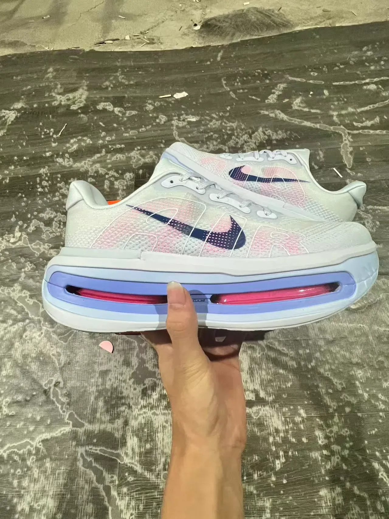 Nike Gray Pink Visible Full-Length Air Zoom Unit Lavender-Blue Midsole Frame Lifestyle Sneakers 7