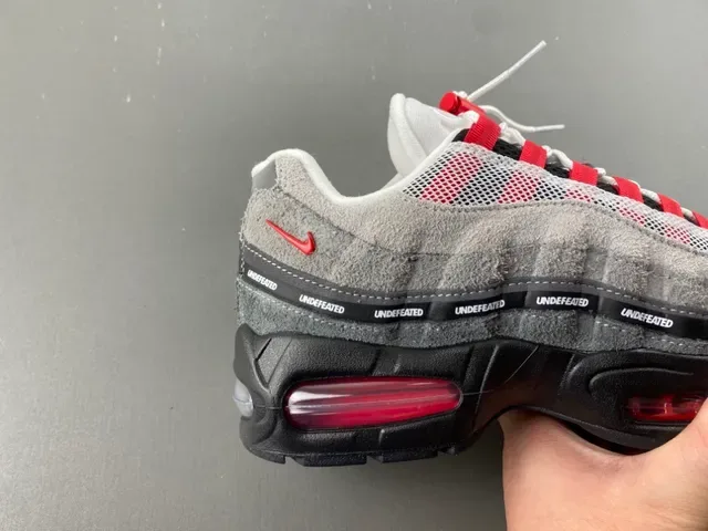 Nike Gray Red Segmented Visible Air Cushioning Layered Suede And Mesh Upper Lifestyle Sneakers 3