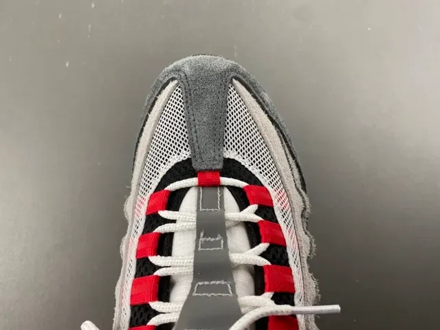 Nike Gray Red Segmented Visible Air Cushioning Layered Suede And Mesh Upper Lifestyle Sneakers 5