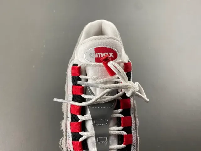 Nike Gray Red Segmented Visible Air Cushioning Layered Suede And Mesh Upper Lifestyle Sneakers 6