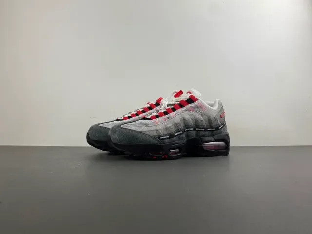 Nike Gray Red Segmented Visible Air Cushioning Layered Suede And Mesh Upper Lifestyle Sneakers 10