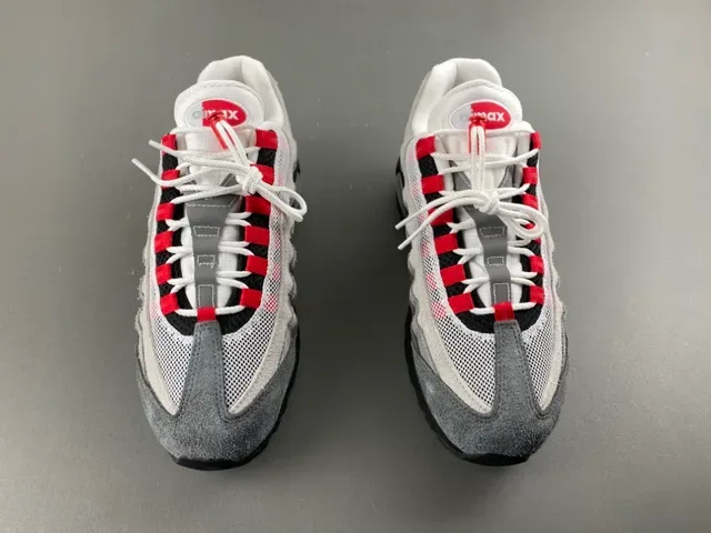 Nike Gray Red Segmented Visible Air Cushioning Layered Suede And Mesh Upper Lifestyle Sneakers 11
