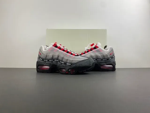 Nike Gray Red Segmented Visible Air Cushioning Layered Suede And Mesh Upper Lifestyle Sneakers 13