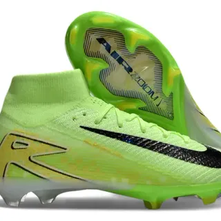 Nike Green Black High-Cut Knit Upper Asymmetric Lacing Firm-Ground Soccer Shoes