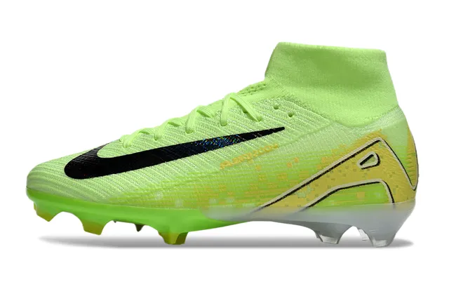Nike Green Black High-Cut Knit Upper Asymmetric Lacing Firm-Ground Soccer Shoes 7