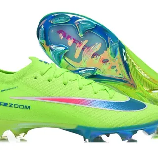 Nike Green Blue Neon Lime Knit Upper Iridescent Gradient Swoosh Firm-Ground Soccer Shoes