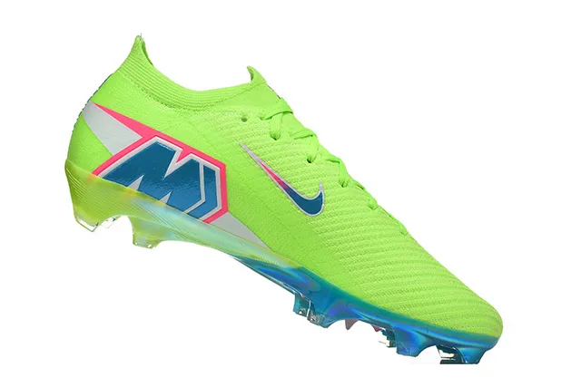 Nike Green Blue Neon Lime Knit Upper Iridescent Gradient Swoosh Firm-Ground Soccer Shoes 3