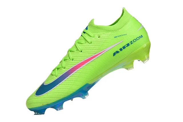 Nike Green Blue Neon Lime Knit Upper Iridescent Gradient Swoosh Firm-Ground Soccer Shoes 4