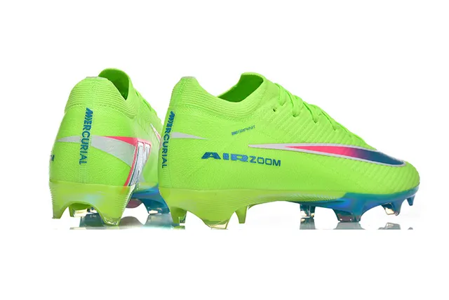 Nike Green Blue Neon Lime Knit Upper Iridescent Gradient Swoosh Firm-Ground Soccer Shoes 5