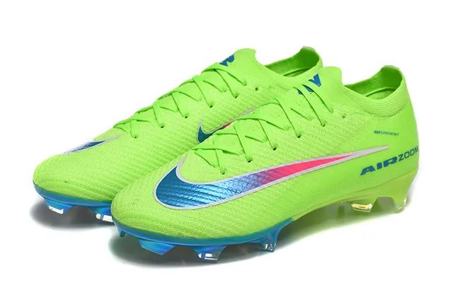 Nike Green Blue Neon Lime Knit Upper Iridescent Gradient Swoosh Firm-Ground Soccer Shoes 8