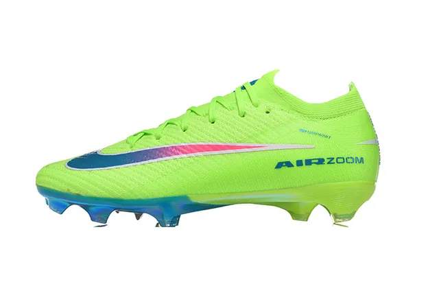 Nike Green Blue Neon Lime Knit Upper Iridescent Gradient Swoosh Firm-Ground Soccer Shoes 10