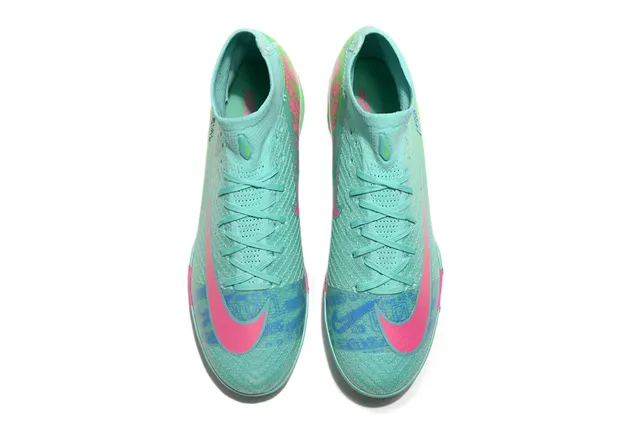 Nike Vert Rose Haut Ajuste Chaussette Empeigne Dégradé Iridescent Finition Gazon Chaussures de Football 2
