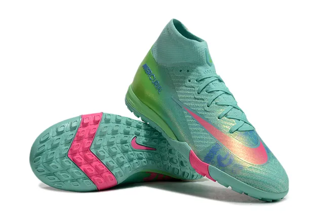 Nike Vert Rose Haut Ajuste Chaussette Empeigne Dégradé Iridescent Finition Gazon Chaussures de Football 3