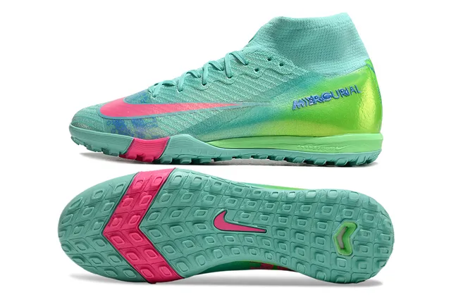 Nike Vert Rose Haut Ajuste Chaussette Empeigne Dégradé Iridescent Finition Gazon Chaussures de Football 5