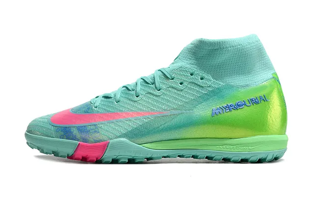 Nike Vert Rose Haut Ajuste Chaussette Empeigne Dégradé Iridescent Finition Gazon Chaussures de Football 8