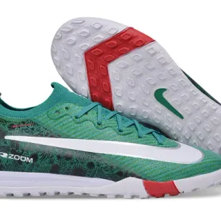 Nike Green Red Knit Upper Floral-Patterned Overlay Turf Soccer Shoes