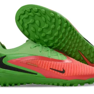 Nike Verde Rojo zapatillas de fútbol de césped de bajo corte con upper de punto texturizado y jaula de mediopié