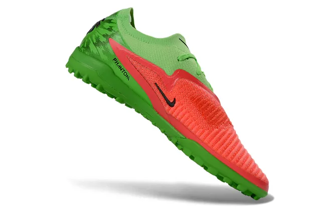 Nike Vert Rouge chaussures de football sur gazon à coupe basse avec upper tricoté texturisé et cage du milieu du pied 2