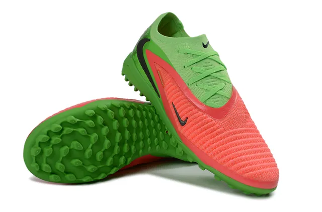 Nike Vert Rouge chaussures de football sur gazon à coupe basse avec upper tricoté texturisé et cage du milieu du pied 4