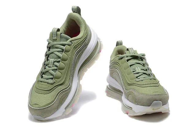 Nike Green White Layered Olive Upper Visible Air Cushioning Sneakers 6