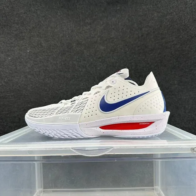 Nike GT-03 White Blue Perforated Upper Swoosh Overlay Basketball Shoes 2