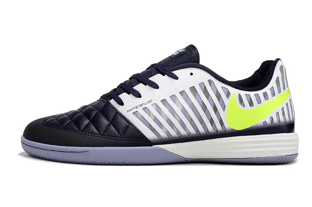 Nike Hyperfuse Interior Marinho Branco Verde Neón Interior Sapatos de Futebol 3