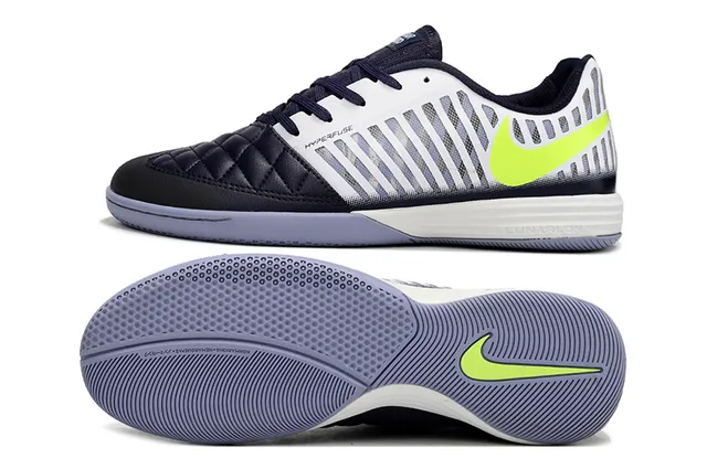 Nike Hyperfuse Interior Marinho Branco Verde Neón Interior Sapatos de Futebol 4