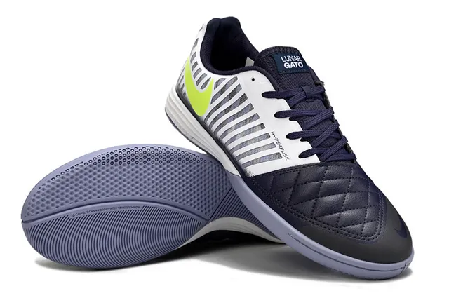 Nike Hyperfuse Interior Marinho Branco Verde Neón Interior Sapatos de Futebol 6