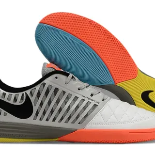 耐克 Hyperfuse 白色灰色 Cage-Overlay Construction Quilted Leather Toe 室内足球鞋