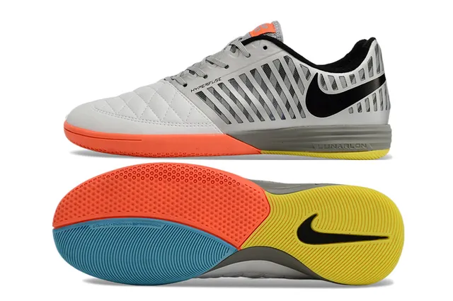 Nike Hyperfuse blanc gris Cage-Overlay Construction Quilted Leather Toe chaussures de soccer indoor 6