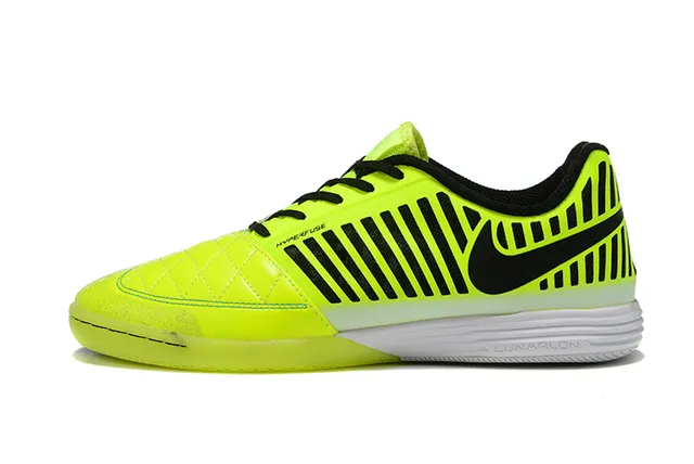 Nike Hypervenom Phantom Indoor Jaune Noir matelassé synthétique upper superpositions latérales rayées indoor chaussures de soccer 7