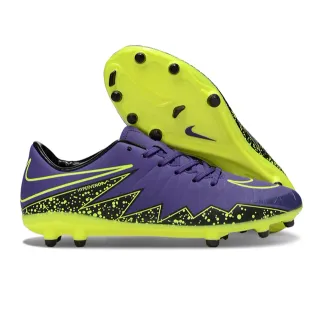 Nike HyperVenom Purple Yellow Low-Cut Synthetic Upper Chevron-Patterned Forefoot Overlay Firm-Ground Soccer Shoes