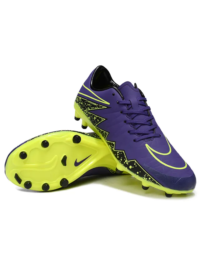 Nike HyperVenom Purple Yellow Low-Cut Synthetic Upper Chevron-Patterned Forefoot Overlay Firm-Ground Soccer Shoes 2