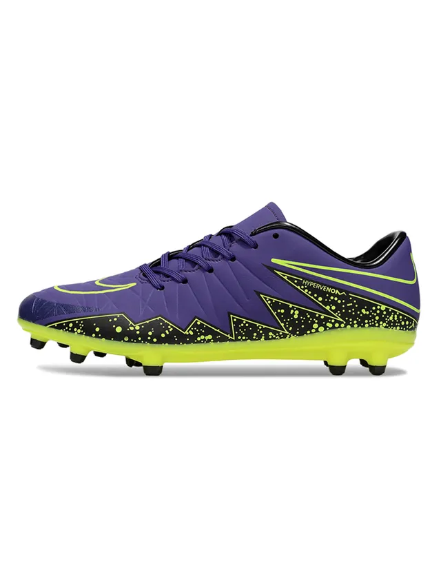 Nike HyperVenom Purple Yellow Low-Cut Synthetic Upper Chevron-Patterned Forefoot Overlay Firm-Ground Soccer Shoes 3