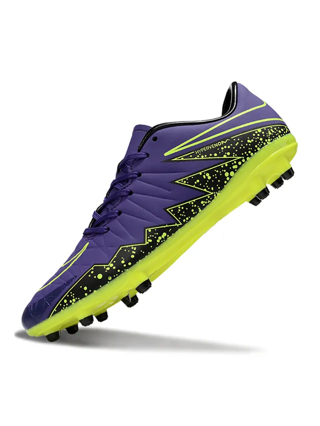 Nike HyperVenom Purple Yellow Low-Cut Synthetic Upper Chevron-Patterned Forefoot Overlay Firm-Ground Soccer Shoes 4