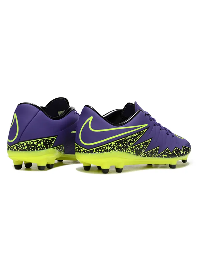 Nike HyperVenom Purple Yellow Low-Cut Synthetic Upper Chevron-Patterned Forefoot Overlay Firm-Ground Soccer Shoes 5