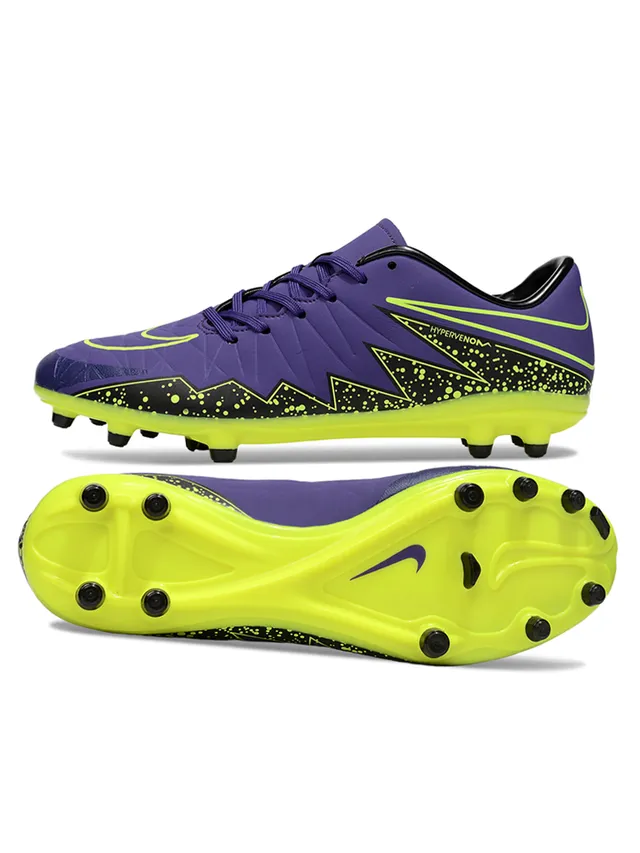 Nike HyperVenom Purple Yellow Low-Cut Synthetic Upper Chevron-Patterned Forefoot Overlay Firm-Ground Soccer Shoes 6