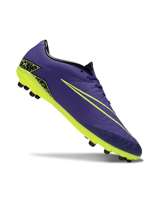 Nike HyperVenom Purple Yellow Low-Cut Synthetic Upper Chevron-Patterned Forefoot Overlay Firm-Ground Soccer Shoes 7