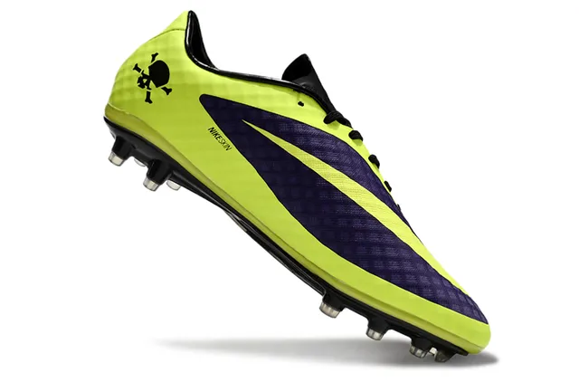 Nike HyperVenom Yellow Purple Low-Cut Synthetic Upper Textured Grid Midfoot Panel Firm-Ground Soccer Shoes 2