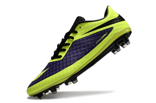 Nike HyperVenom Yellow Purple Low-Cut Synthetic Upper Textured Grid Midfoot Panel Firm-Ground Soccer Shoes 3
