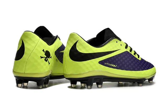 Nike HyperVenom Yellow Purple Low-Cut Synthetic Upper Textured Grid Midfoot Panel Firm-Ground Soccer Shoes 5