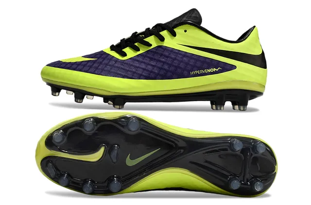 Nike HyperVenom Yellow Purple Low-Cut Synthetic Upper Textured Grid Midfoot Panel Firm-Ground Soccer Shoes 6