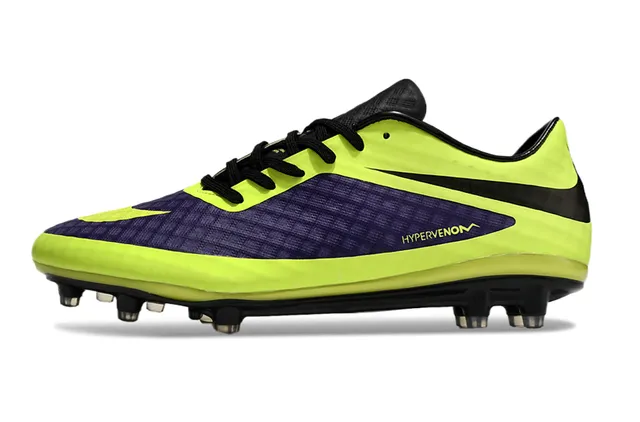 Nike HyperVenom Yellow Purple Low-Cut Synthetic Upper Textured Grid Midfoot Panel Firm-Ground Soccer Shoes 7