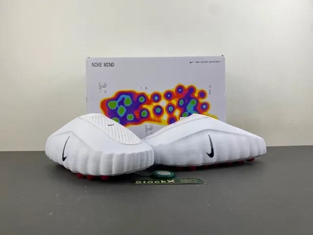Nike ISPA White Black Molded Wavy Sole Perforated Upper Slippers 10