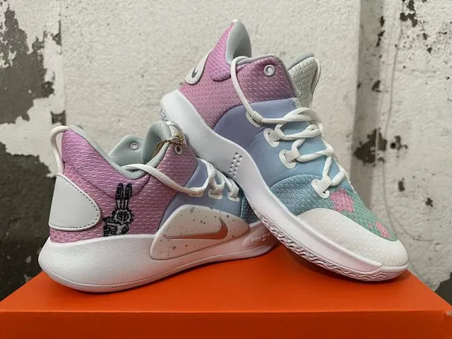 Nike KD 11 Tênis de Basquete com Upper de Tricô Multicolor Rosa Azul Pastel, Silhueta Alta 2