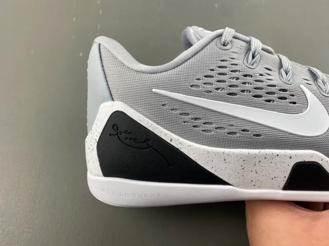 Nike Kobe Gray Black Perforated Engineered Mesh Upper Integrated Lace Loops Basketball Shoes 3