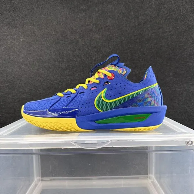 Nike LeBron 19 Low Blue Yellow Green Multicolor Basketball Shoes 2